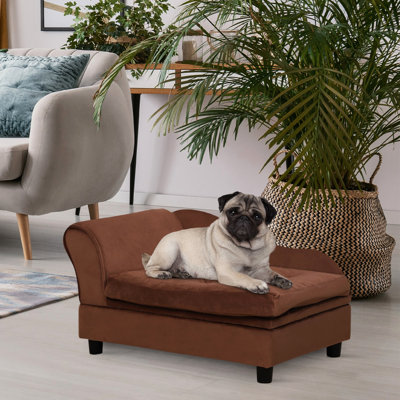 Lit de luxe luxueux pour petits chiens, rangement caché, coussin en mousse de 3 po, chien brun doux avec espace de rangement, mousse épaisse, mobilier pour animaux de compagnie moderne, confortable,