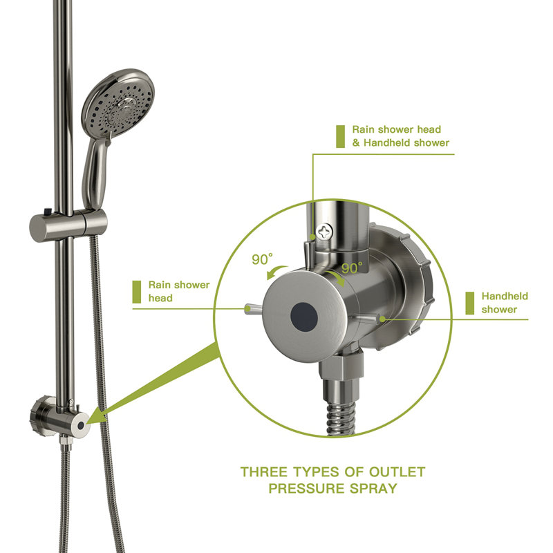 Shower Set - 10 Inch Brushed Round Top Spray Shower And Hand Shower, Round Shower Set With Dual Shower Heads