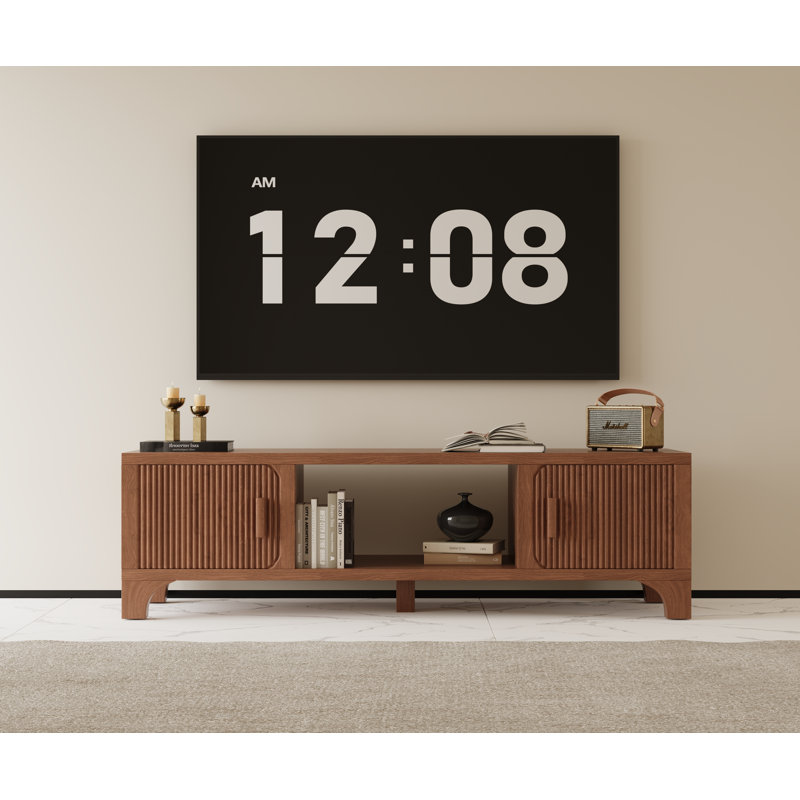 Modern 58.3"W Walnut TV Stand for living room