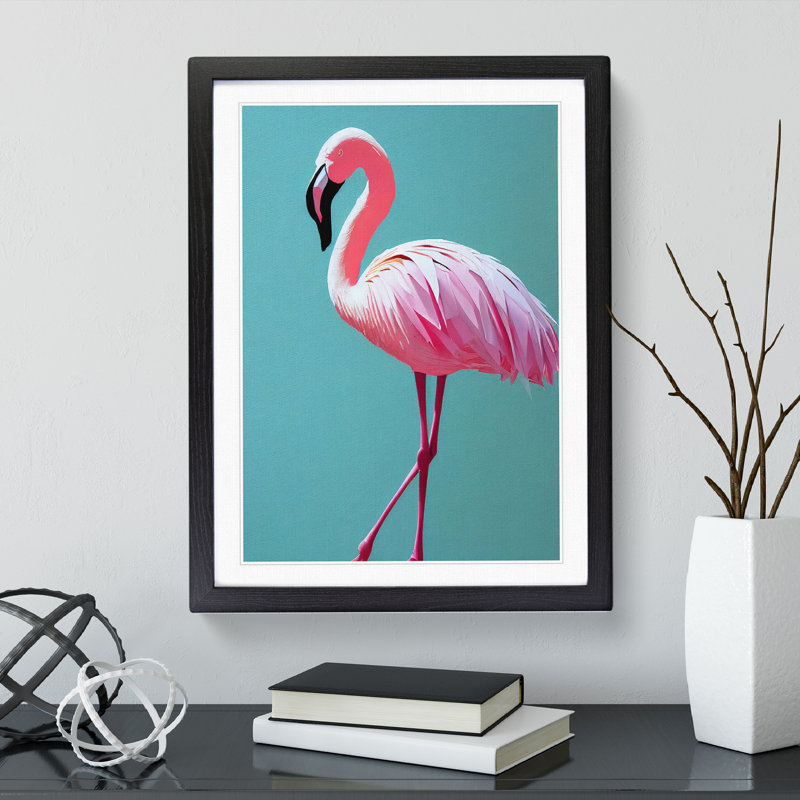 Stunning Flamingo - Single Picture Frame Print, Black , 64cm H x 46cm W x 2cm D