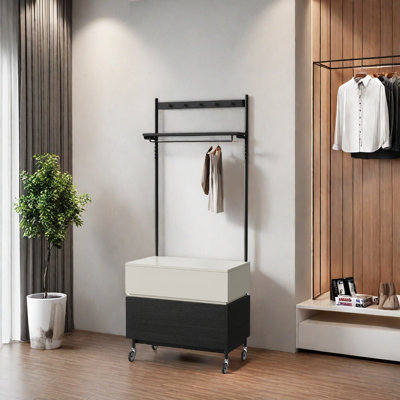 Coat Rack with 2 - Drawer Storage