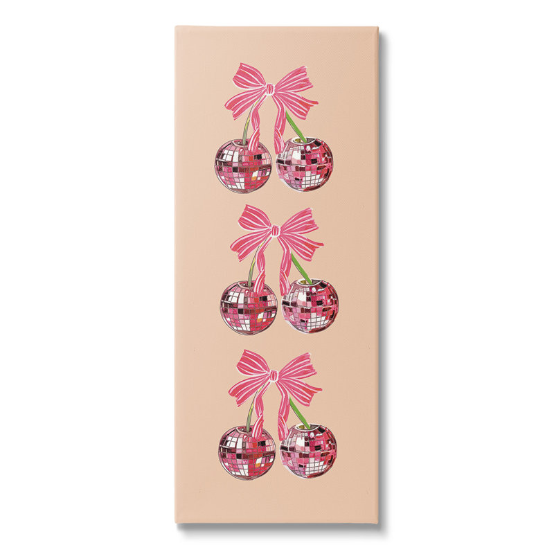 «Cherries with Ribbons», art mural sur toile par Amelia Noyes, Toile tendue, H 30 po x l 13 po x P 1,5 po