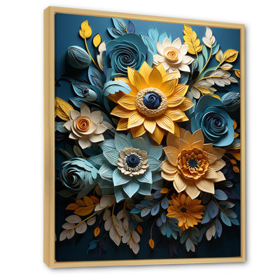Abstrait bleu et beige tournesols II - tournesols, reproductions d'art mural
