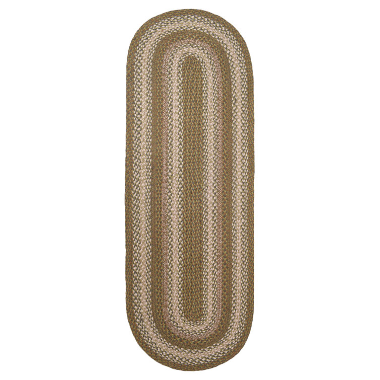 Bryiana Farmhouse Braided Jute Green Area Rug
