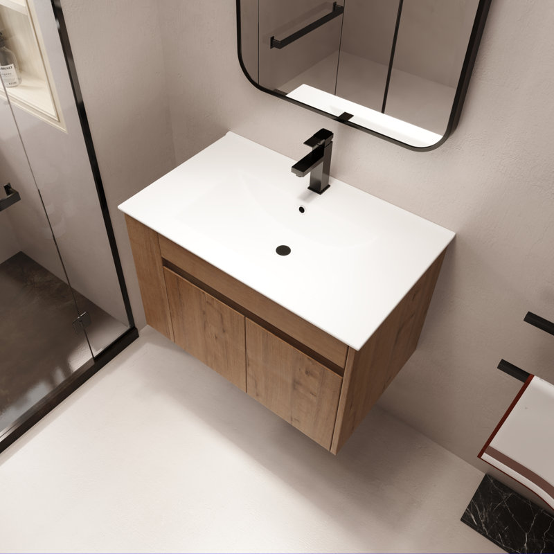 Meuble-lavabo simple avec plateau en céramique 30,47 po Croissy