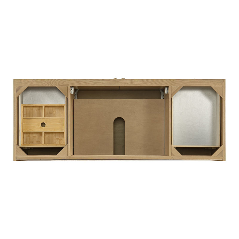 Laurent 60'' W Single Vanity, Widespread, Phantome Eclos, Light Natural Oak