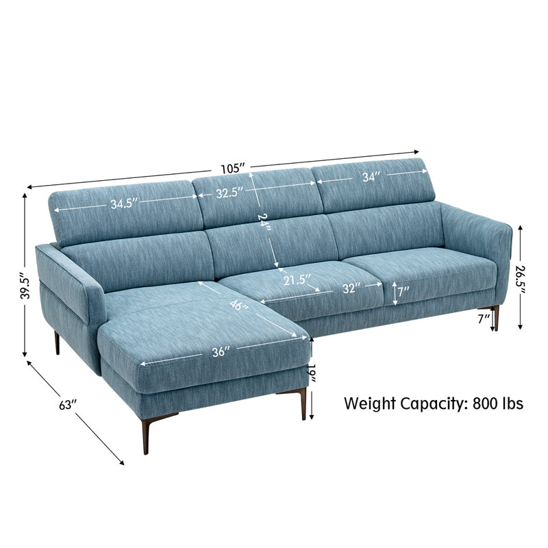 Upholstered L-Shaped Sectional Left Hand Facing