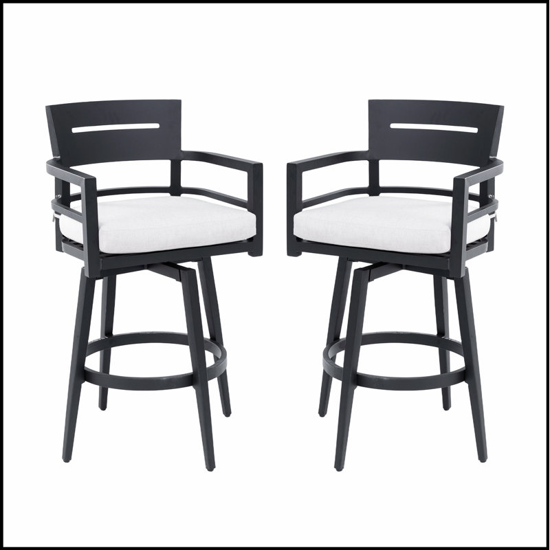 Chaises de bar modernes pivotantes 2 pièces pour l'extérieur - structure en aluminium, pivotant à 360 °, conception ergonomique, coussin Sunbrella, résistant aux intempéries et durable