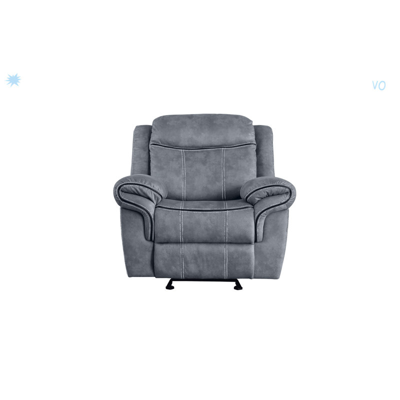 Two Tone Velvet Glider Recliner, Gray