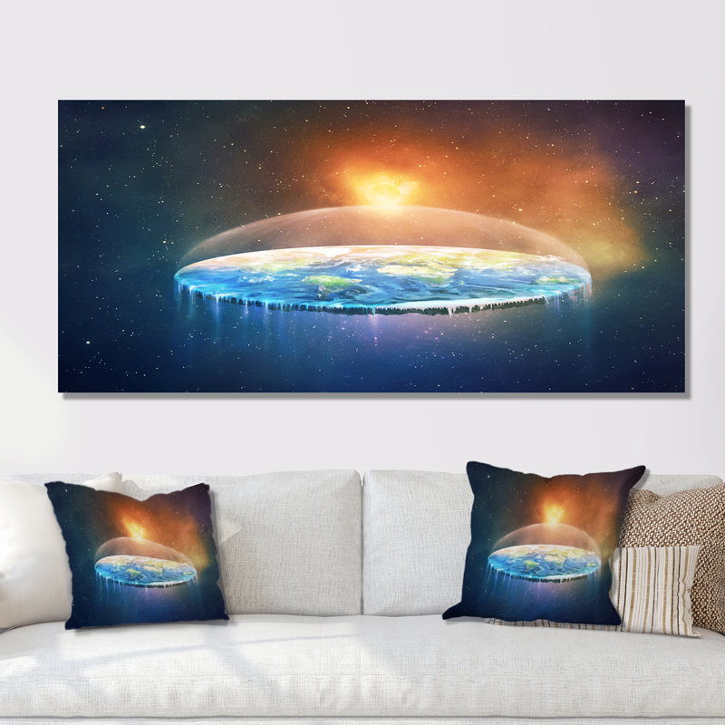 " Surreal Flat Earth Space ", 30" H x 40" W x 1.5" D, Wrapped Canvas