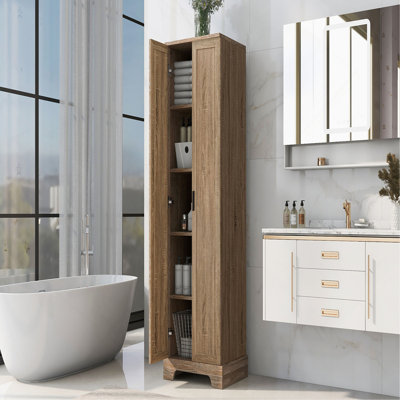 Storage Cabinet with Two Doors for Bathroom, Office, Adjustable Shelf, MDF Board
