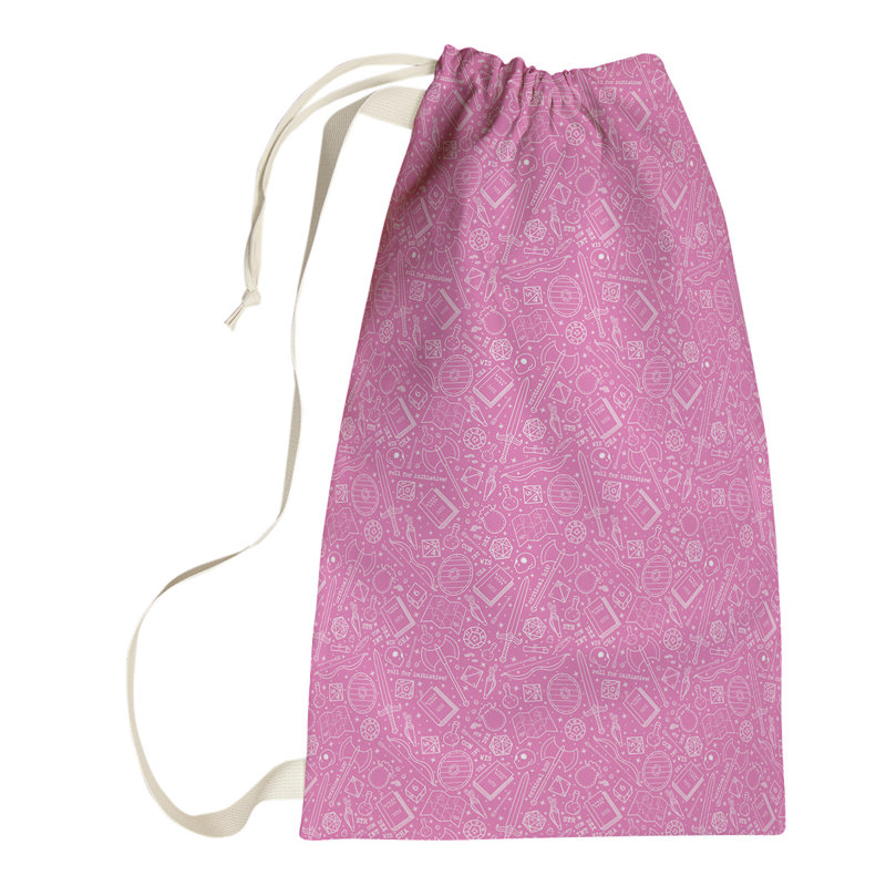 Leffel Laundry Hamper with Handles, Small ( 64" H x 20" W x 1.5" D), Pink/White