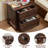 Farmhouse Nightstand with Charging Station, Rustic Low Night Stand with 2 Drawers, Mid-Century Modern End Table with 4 Square Solid Wood Legs, Small Dresser for Bedroom, Home (Walnut)-1831402298