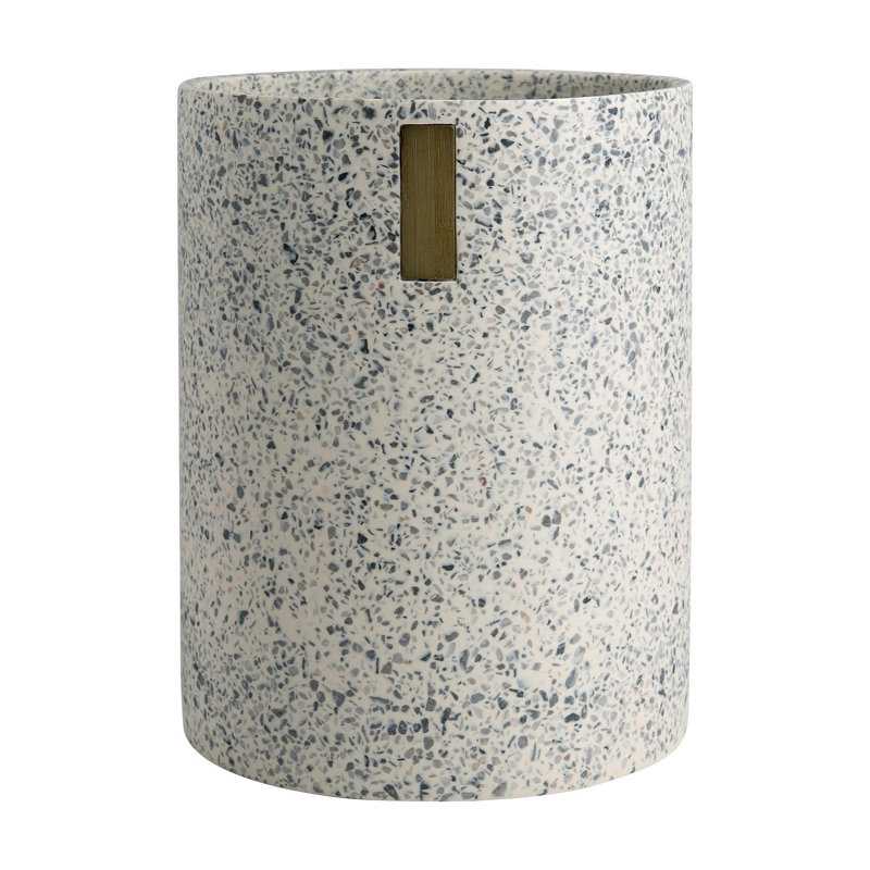Lerrazzo Gray and Natural Resin Cylindrical Wastebasket