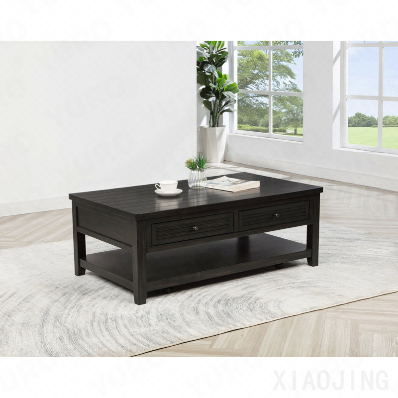Distressed Java 2-Drawer Rectangular Coffee Table