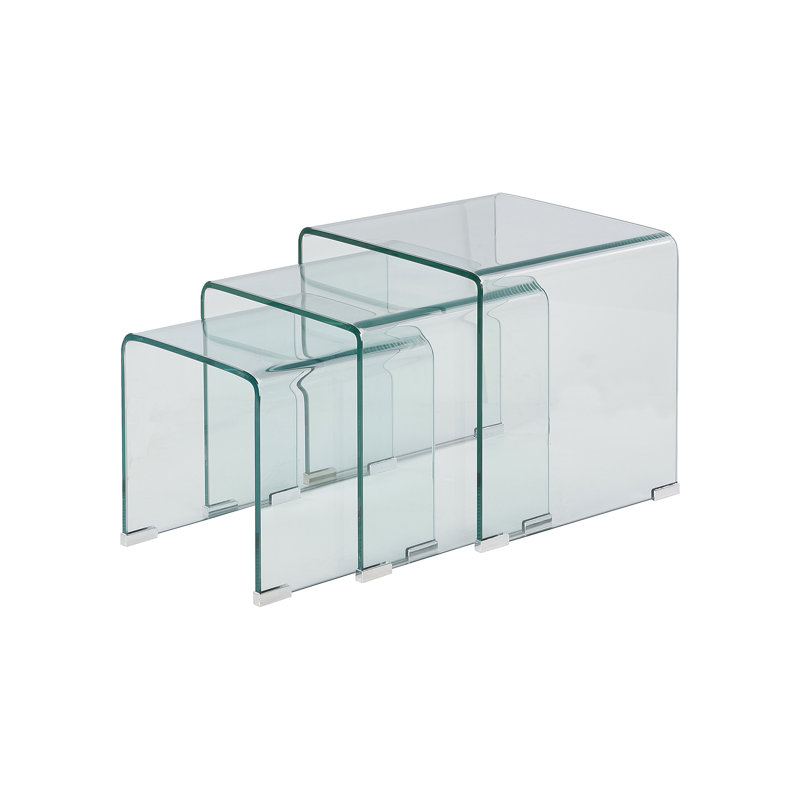 Brendon Glass Top Sled Nesting Tables
