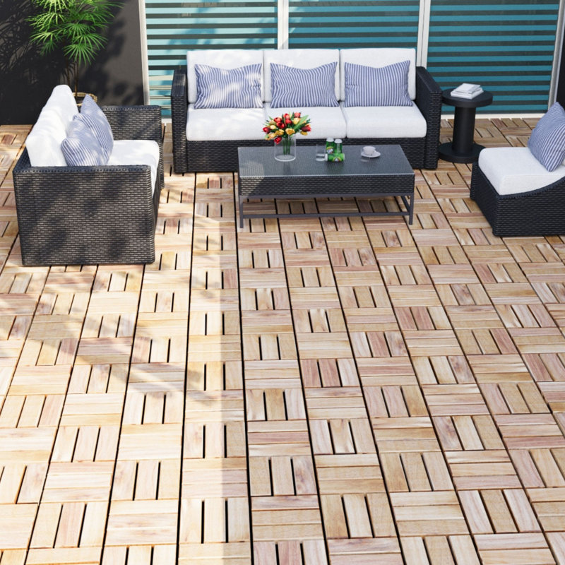 Carreaux de terrasse entrelacés à motif rayé, Brun
