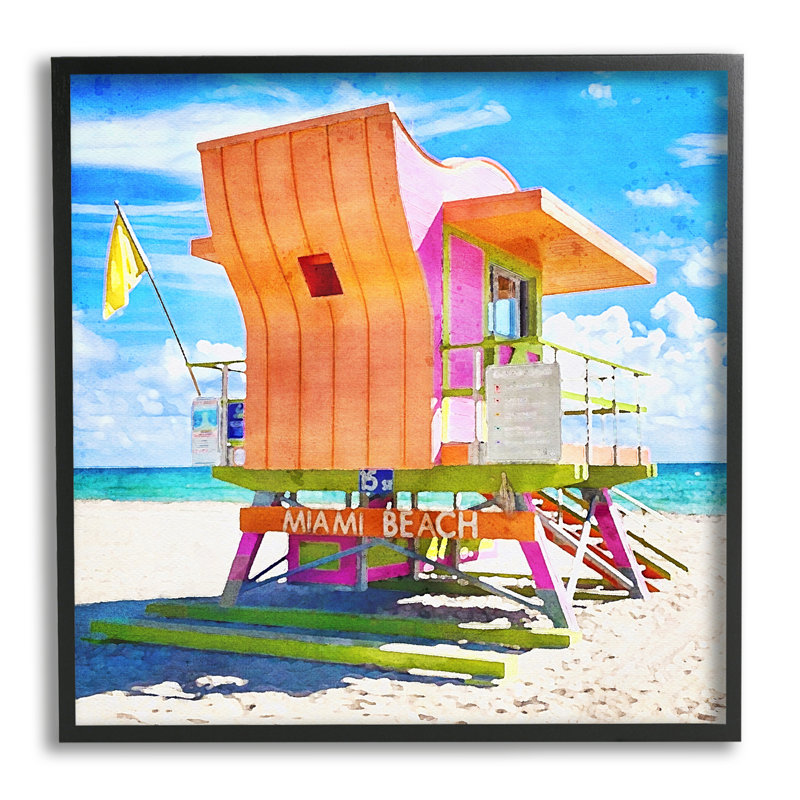 «Dovecove Miami Beach Orange Hut», art de la giclée par LSR Design Studio, H 24 po x l 24 po x P 1,5 po