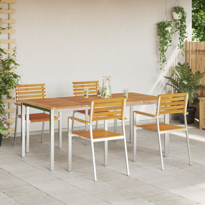 4 - Person Wood Patio Dining Set with