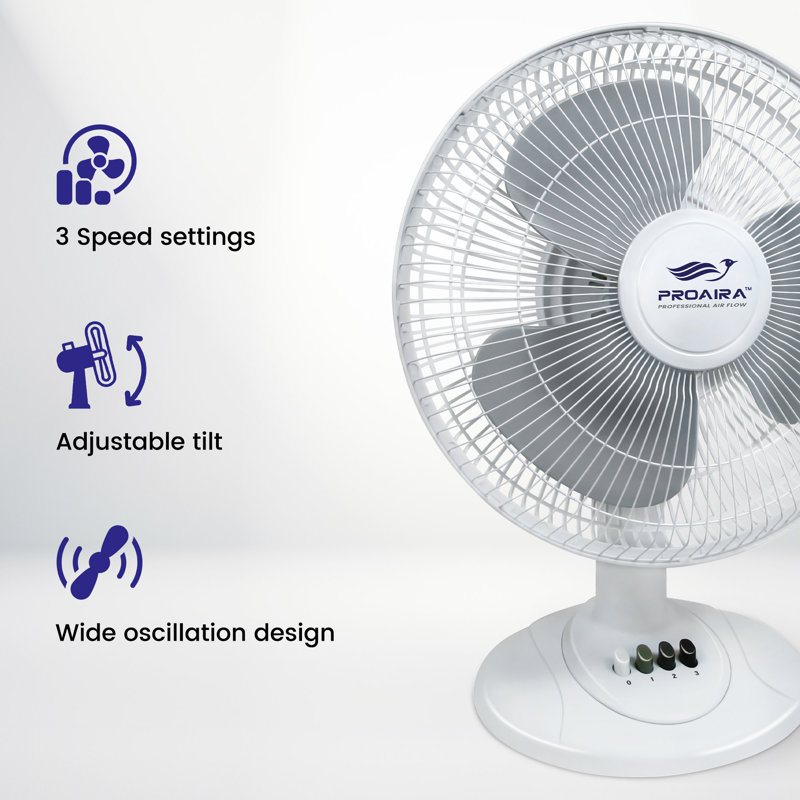 Ventilateur personnel oscillant Proaira, H 18,37 po x l 9,50 po x P 13,37 po