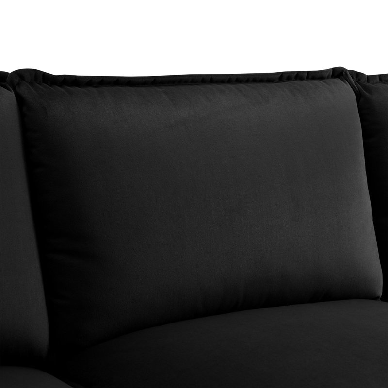 Canapé modulaire rembourré en U avec méridienne Clidie, Velours noir