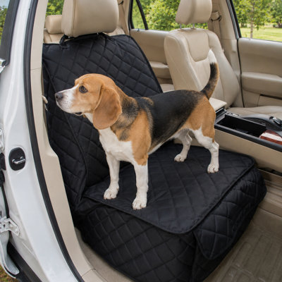 Housse imperméable et matelassée pour siège de voiture pour animaux de compagnie avec côtés surélevés et poche de rangement