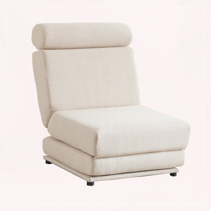 Canapé-lit simple pliable avec coussin, canapé-lit pliable portatif, Blanc, crème