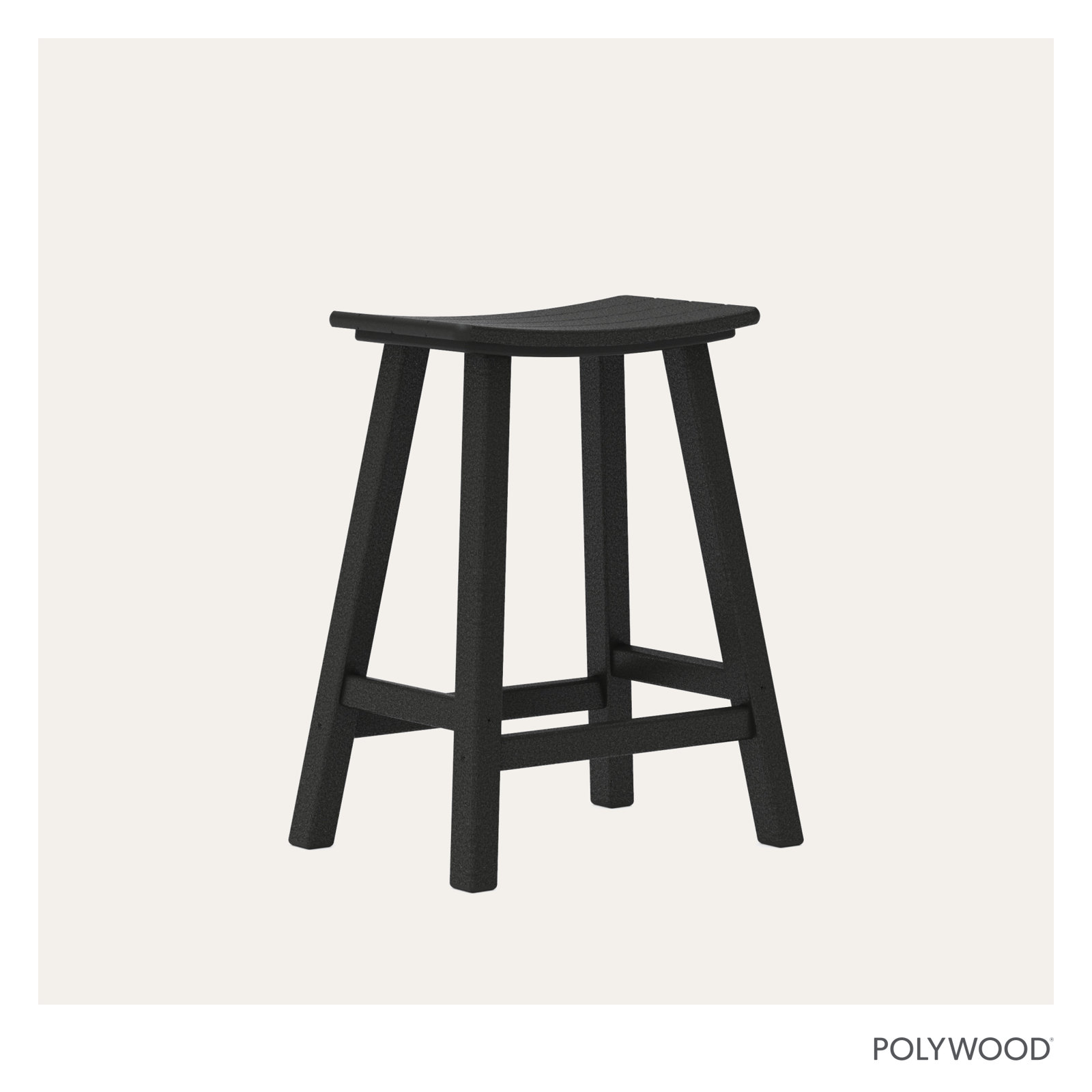 POLYWOOD Traditional Garden Patio Bar Stool, Black, 24.75" H