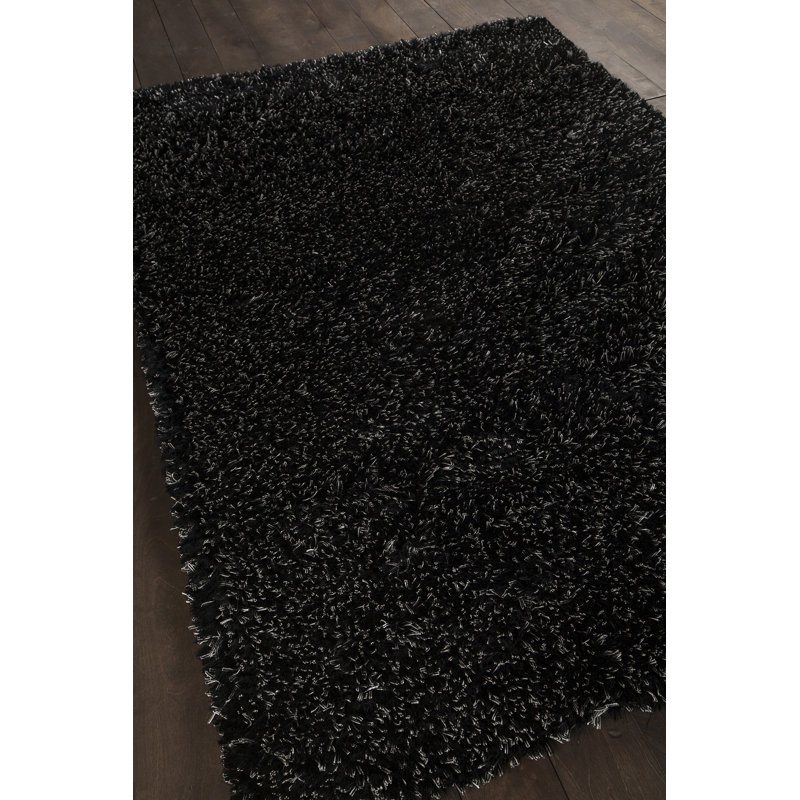 Tapis à poil long noir / blanc Everly Quinn Greve, Rectangle 7 pi 9 po x 10 pi 6 po