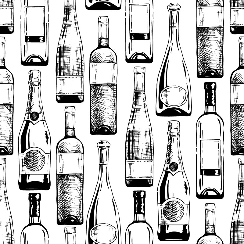 Wine And Champagne Bottles - Wrapped Canvas Print, 30cm H x 30cm W x 3.8cm D