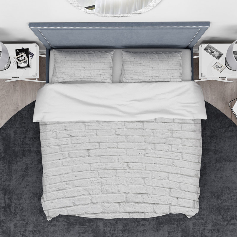 Ensemble de housse de couette murale brique designart, Housse de couette grand + 2 taies décoratives