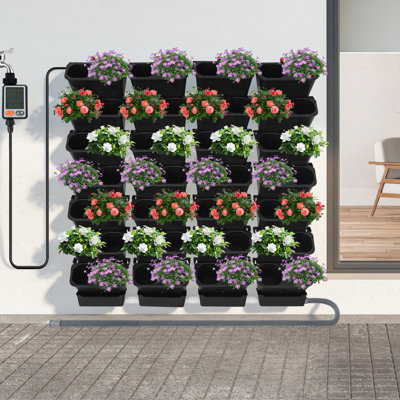 28-Pack Self-Watering Vertical Planter, Wall Hanging Planters with Timer & Drip Irrigation