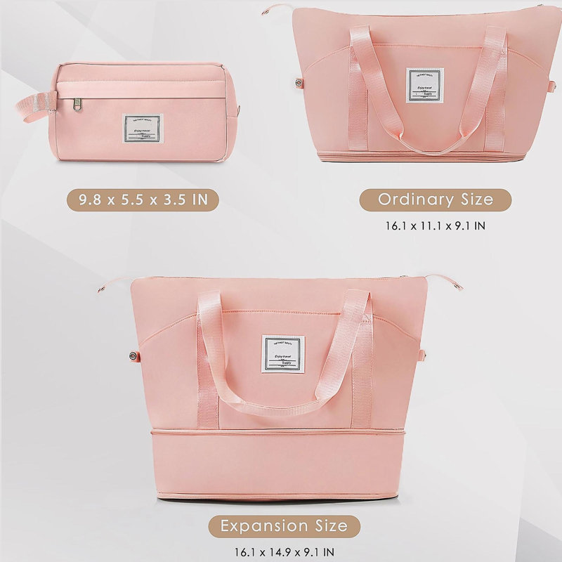 Ensemble de valises rigides 6 pièces avec serrure TSA, ensemble de valise à roulettes 16/20/24/28 pouces avec sac de voyage extensible et trousse de toilette imperméable, poignée réglable (
rose)