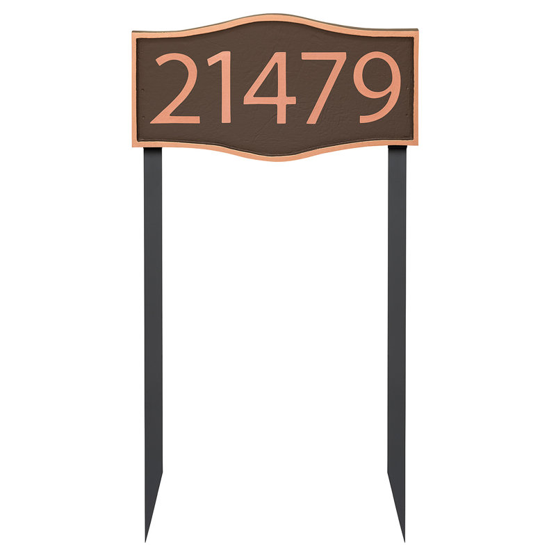 Enseigne d’adresse pour pelouse sur 1 ligne, Cuivre, Cuivre