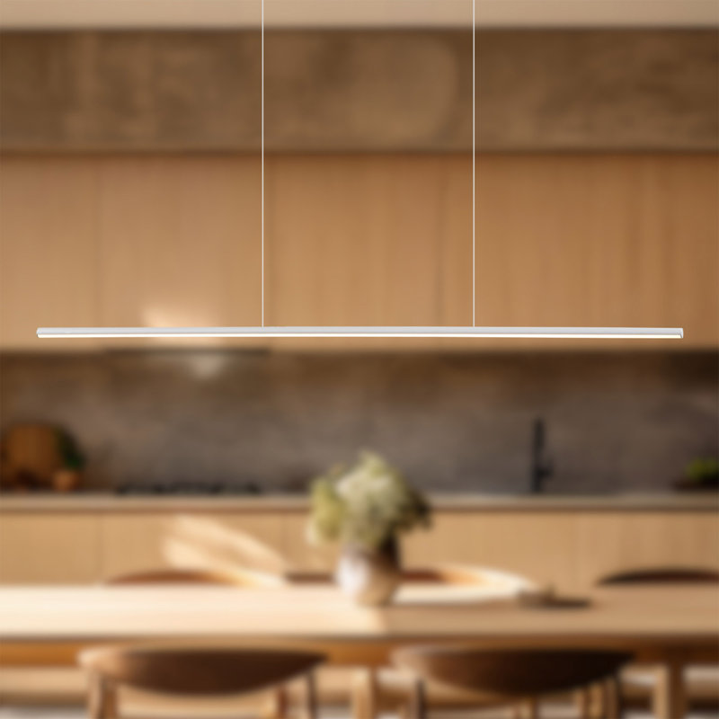 1 - Light LED Pendant, White, 120.63" H x 47" W x 5.5" D