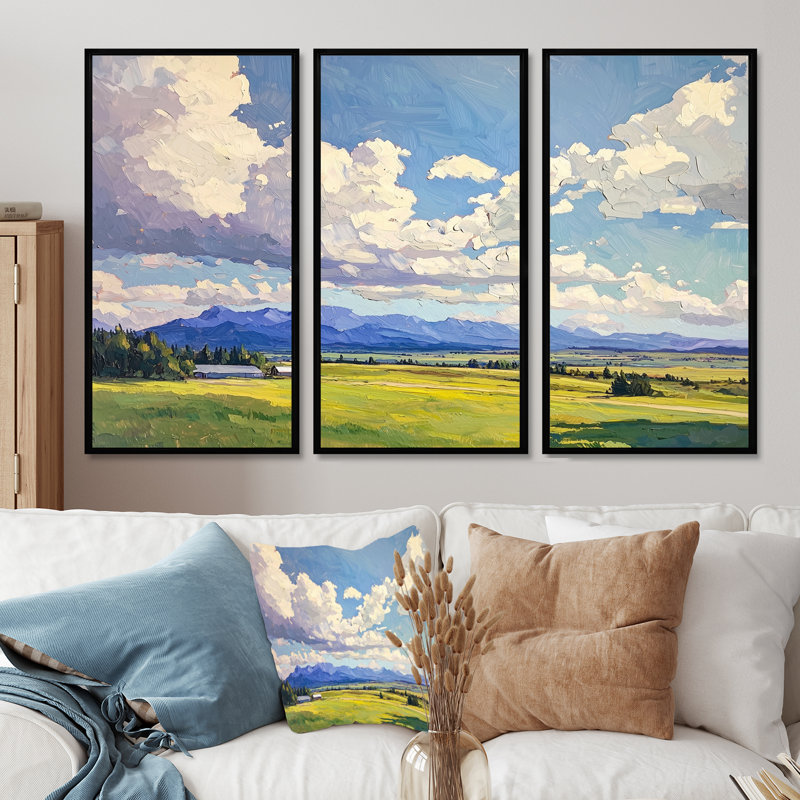 Ensemble d'art mural Big Sky Horizon Meadows II - Montana, H 40 po x l 60 po, Noir, Reproduction avec cadre flottant