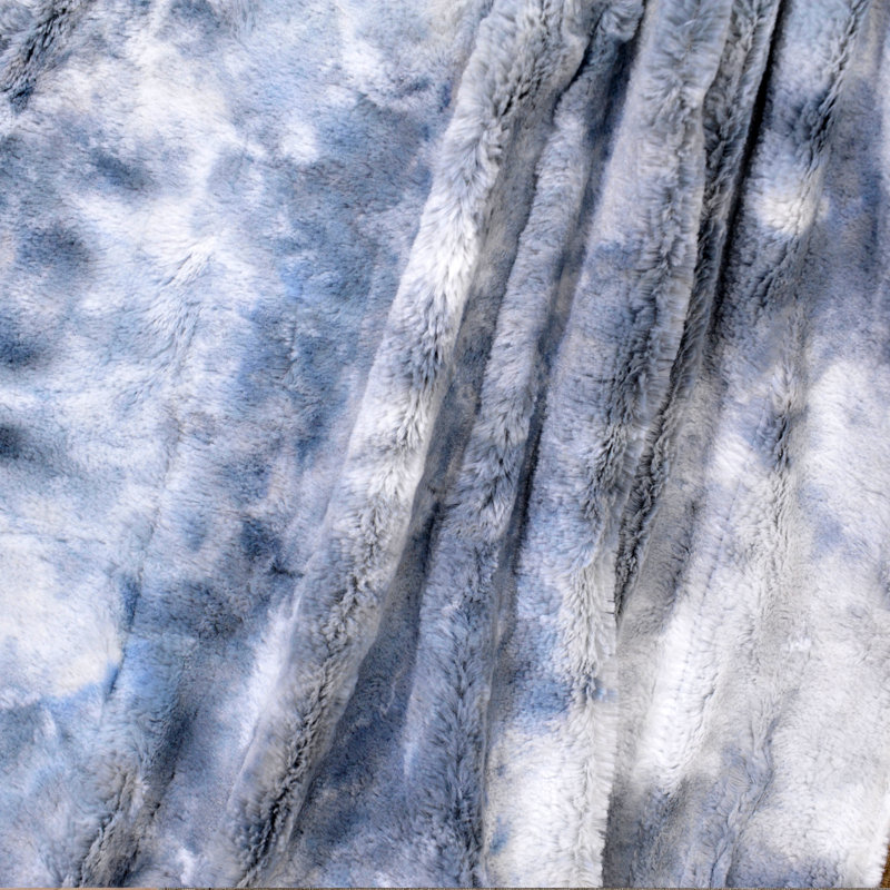 Blue Tie Dye Faux Fur Reversible Throw Blanket