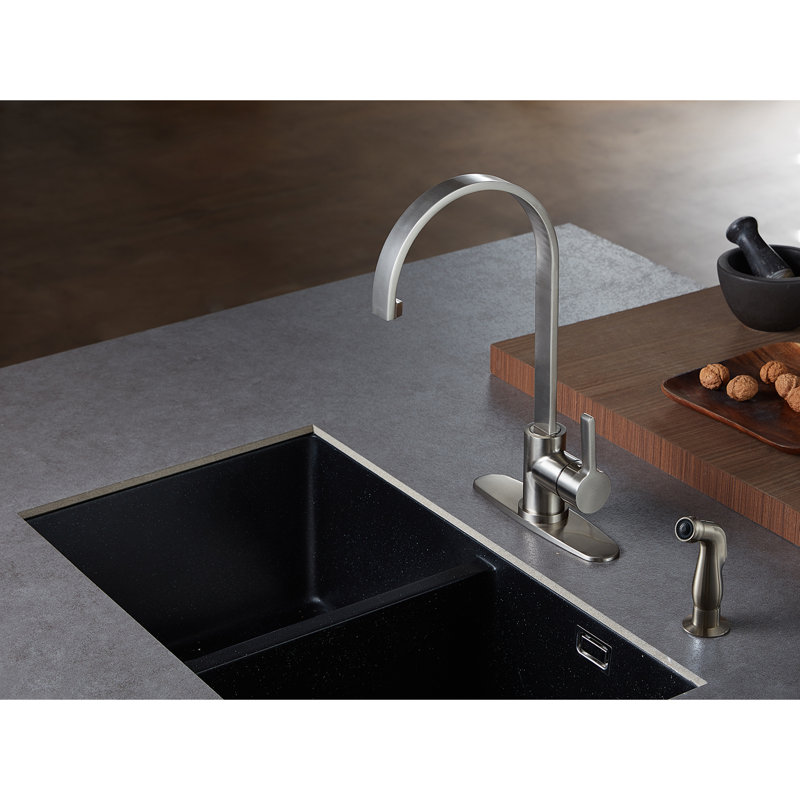 Robinet de cuisine à poignée simple pull down Continental, Nickel brossé