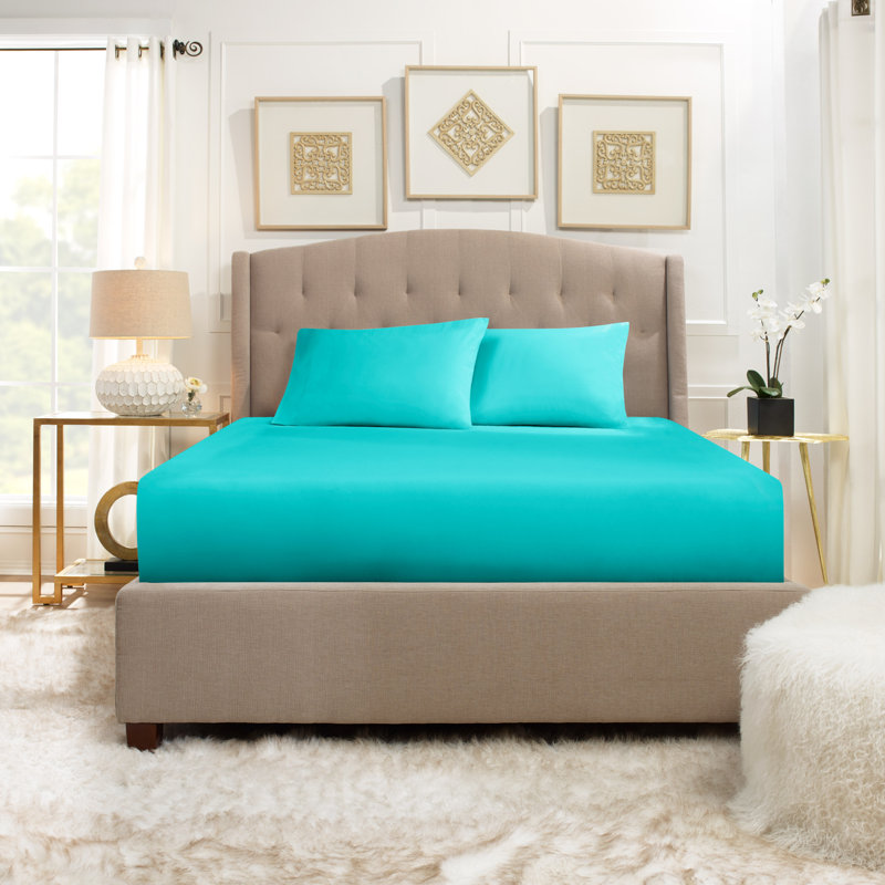 Microfiber Sheet Set, Twin Sheet Set with 1 Pillowcase, Teal Blue