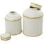 Ensemble de 2 pots en céramique blanche / dorée
