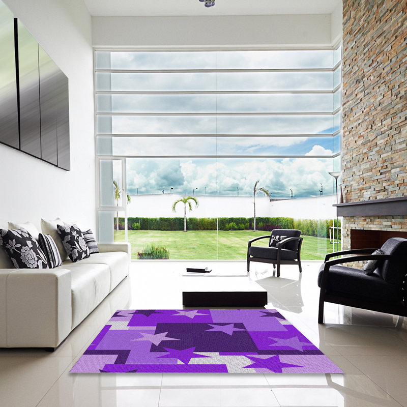 Tapis à motif violet/bleu Maretti, Carré 6 pi