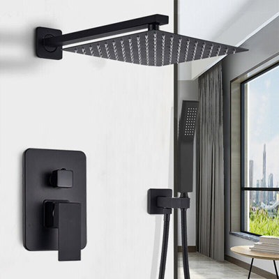 Ensemble de robinet de douche noir avec douchette 10 pouces