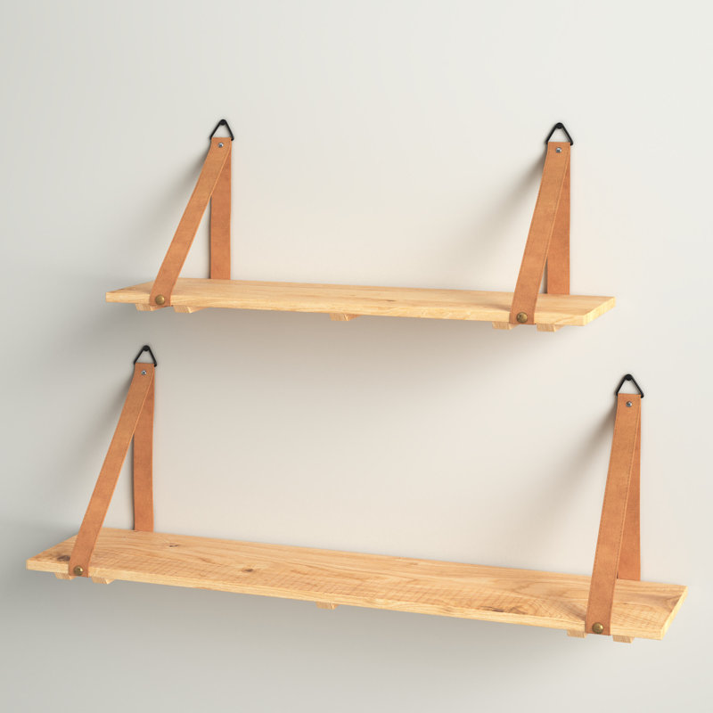 Kulick 2 Piece Fir Solid Wood Bracket Shelf