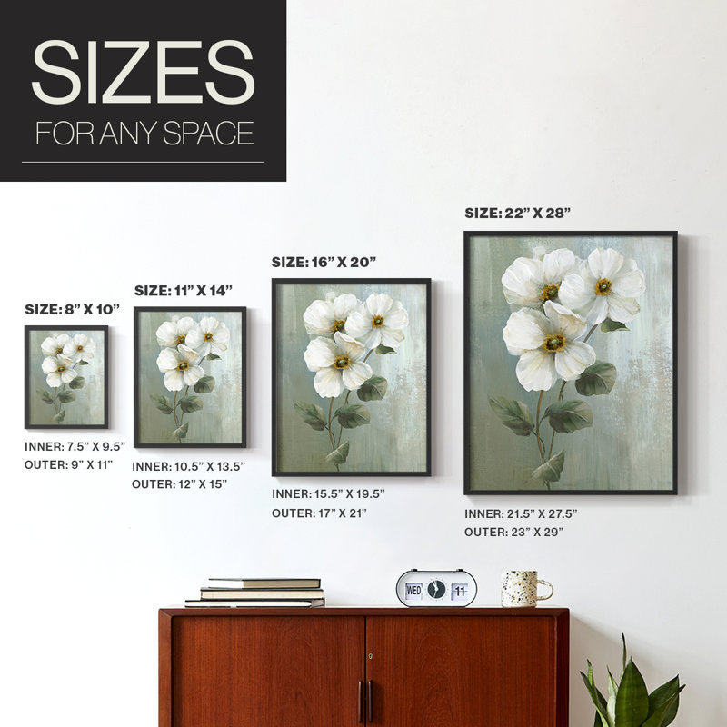 «White Fancy I», reproduction encadrée - bois massif, Noir, noir, noir, noir, H 21 po x l 17 po