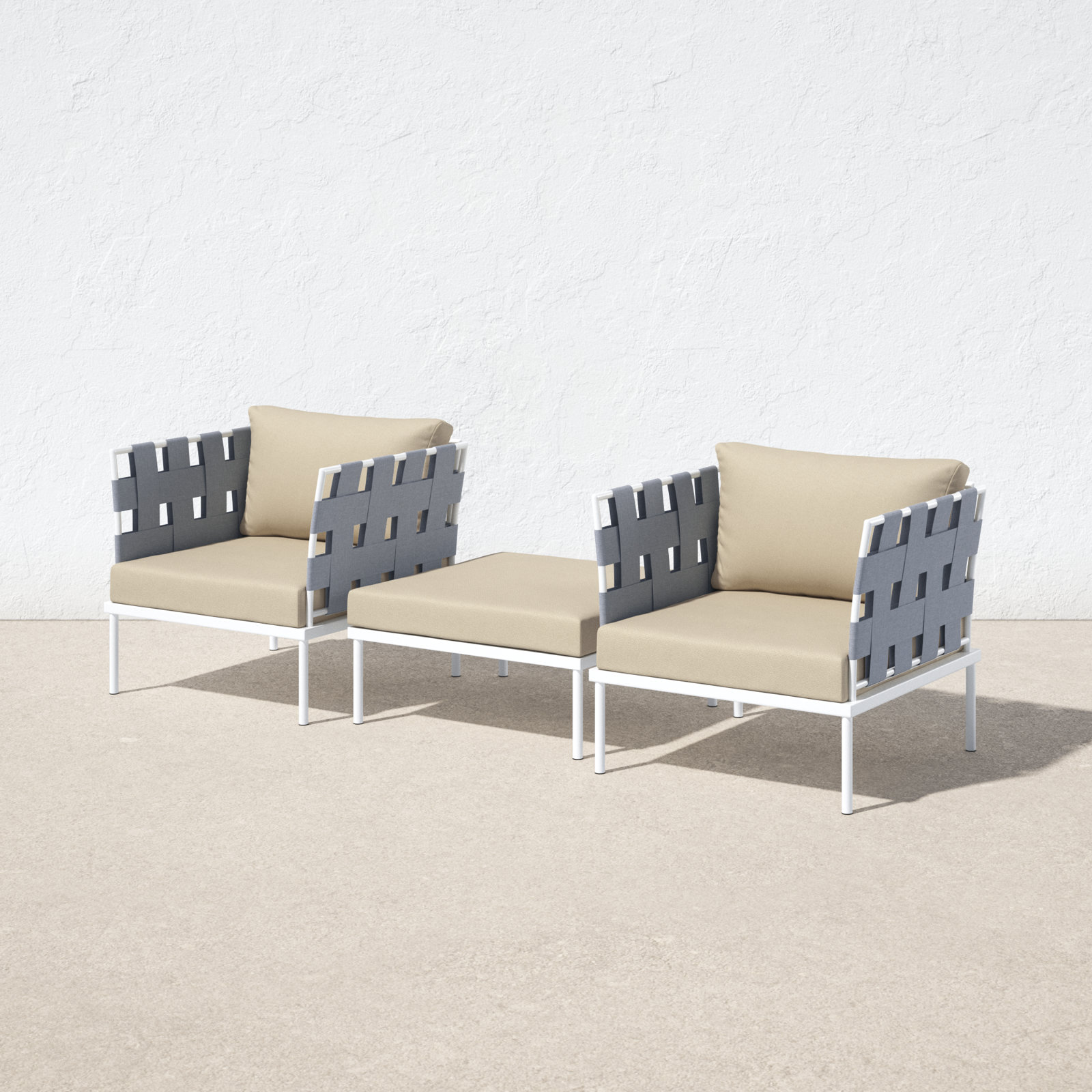 Harmony 3-piece Outdoor Patio Aluminum Set, Beige