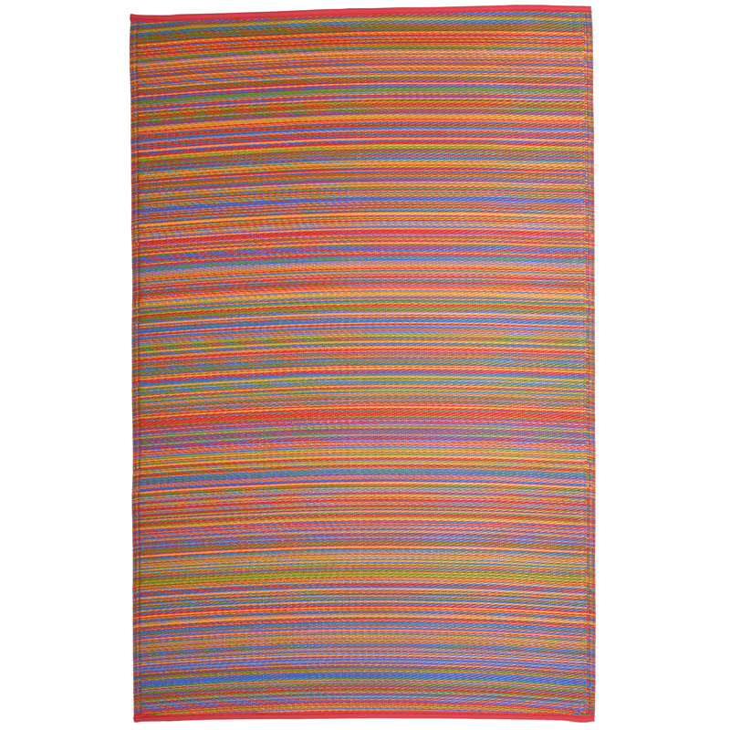 Tapis d'extérieur imperméable en plastique Amyree, Rectangulaire 8 pi x 10 pi, Cancun - multicolore