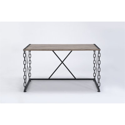Bureau Jode en chêne rustique et finition antique (chaises de bureau non incluses)
