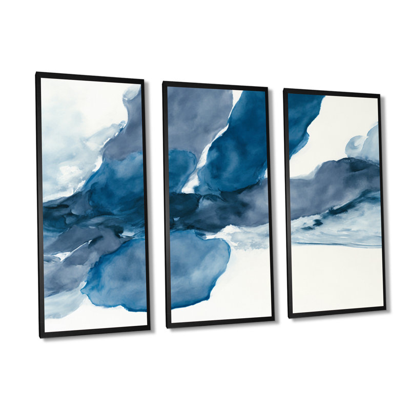 «Feeling Honolulu Blue IV», reproduction sur toile 3 pièces, Toile encadrée noire, H 28 po x l 36 po x P 1 po