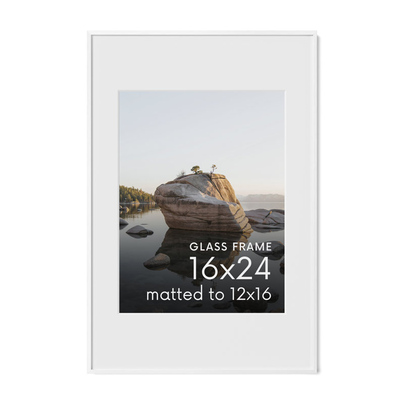 Cadre photo en métal avec verre, Blanc, L 16 po x H 24 po