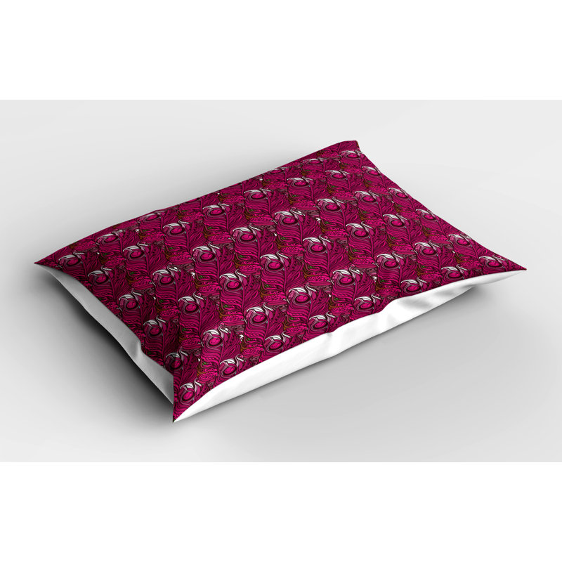 Ambesonne Feathers Pillow Sham 2 Pack Alluring Violet Delicate Raspberry Magenta, 20"H x 36"W